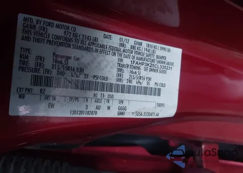 2012 Ford Focus Se из США, поврежденный, VIN 1FAHP3K25CL335231